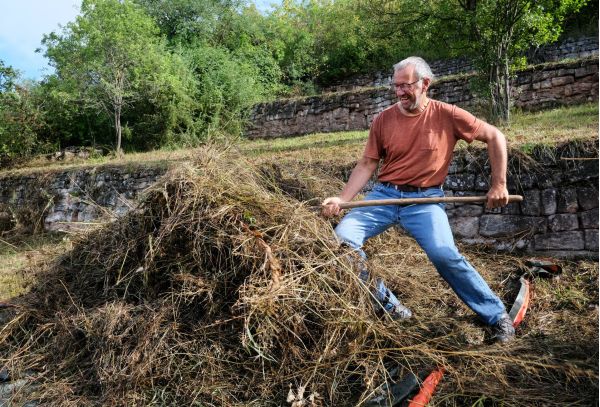 Landschaftspflege Wiese Weinberg Heu